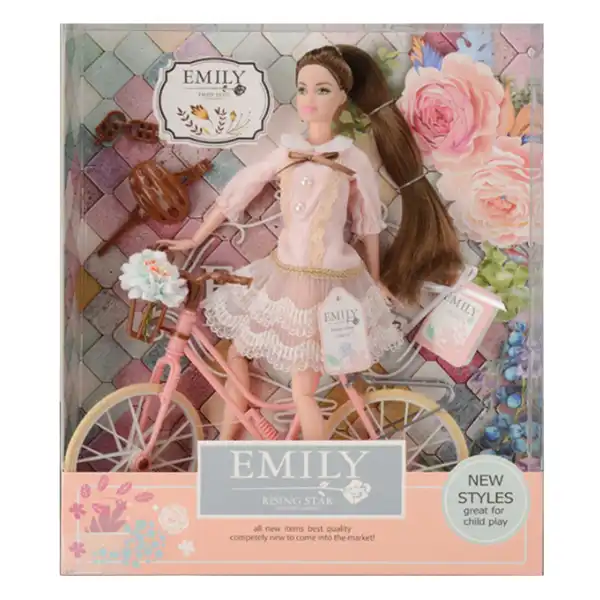 Păpușa Emily cu bicicletă