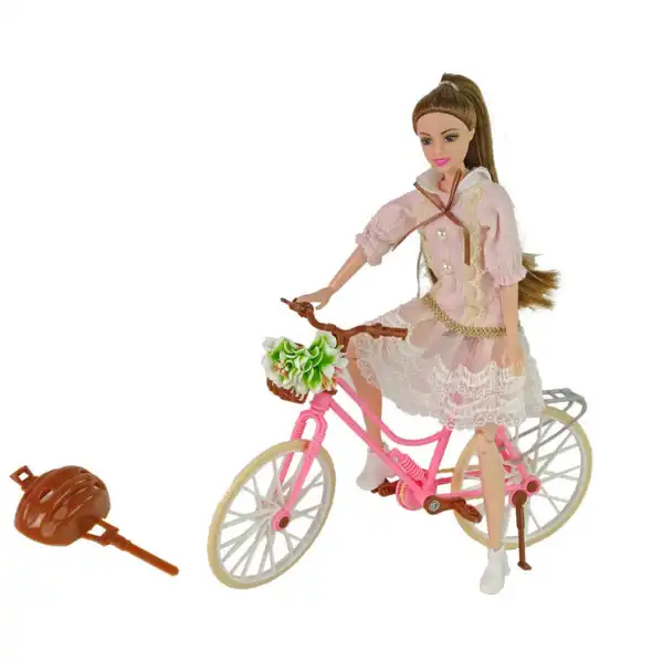 Păpușa Emily cu bicicletă