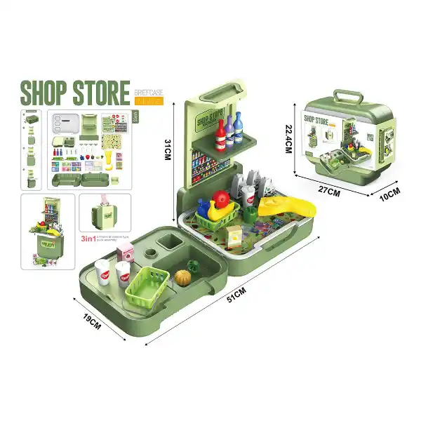 Valiza cu magazin de produse în interior, 43 detalii