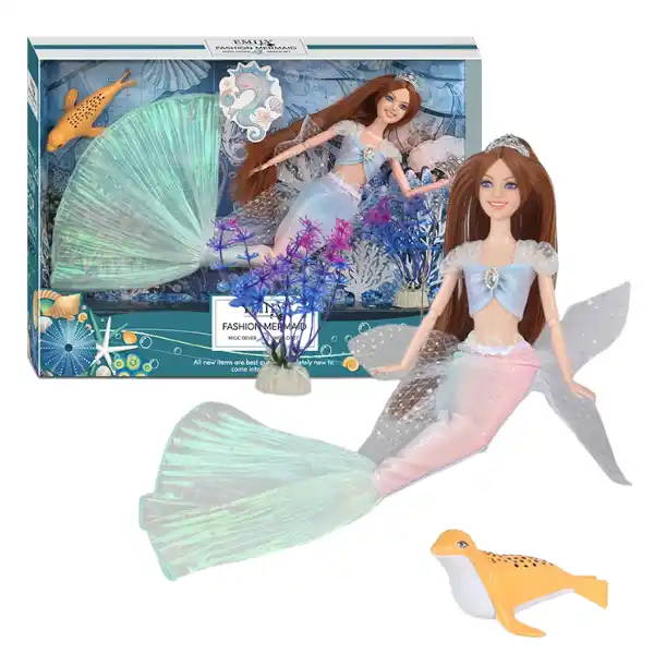 Păpușa Emily „Sirena cu animaluț de companie de mare”