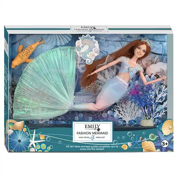 Păpușa Emily „Sirena cu animaluț de companie de mare”