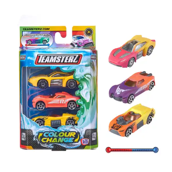 Набор из 3 машинок меняющих цвет, Teamsterz S/M
