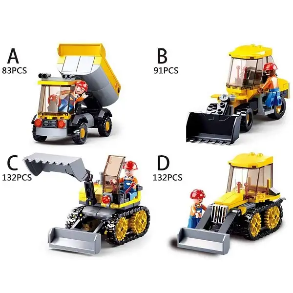 Set de construcție ”Transport pentru construcții”, 4 modele, de la 91 pînă la 155 elem.