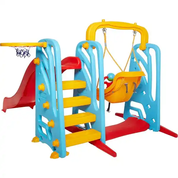 Tobogan cu leagăne și cerc de baschet "Drăguț"