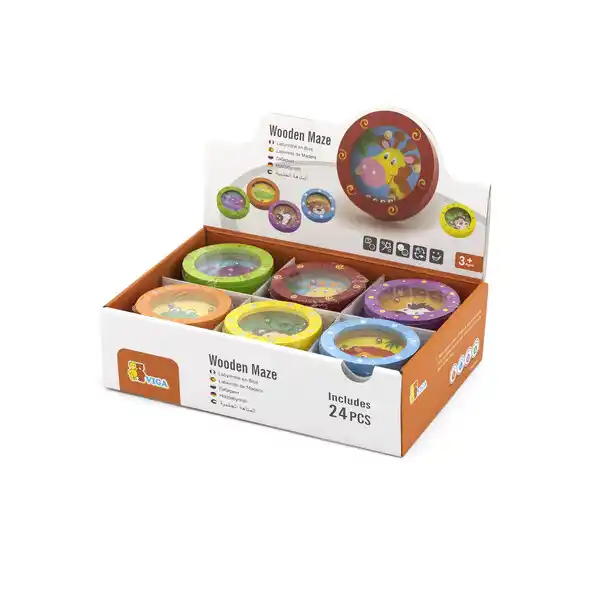 Деревянный лабиринт с металлическим шариком, в ассортименте