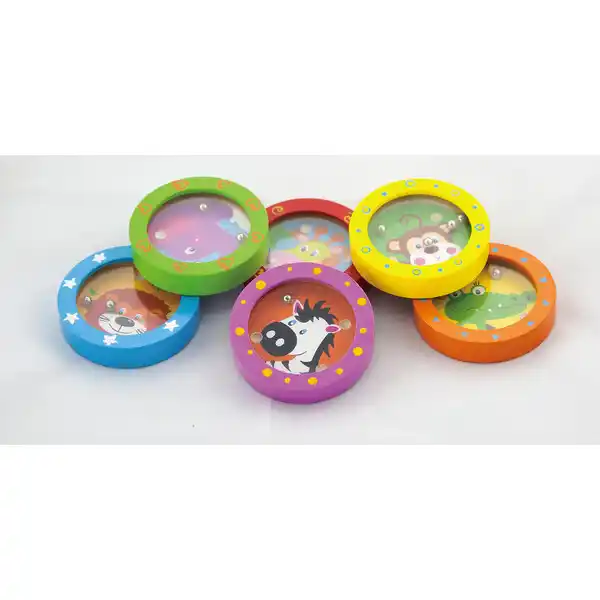 Деревянный лабиринт с металлическим шариком, в ассортименте