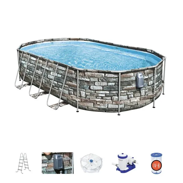 Piscina Power Steel Oval 610x366x122cm, 20241L, carcas metal