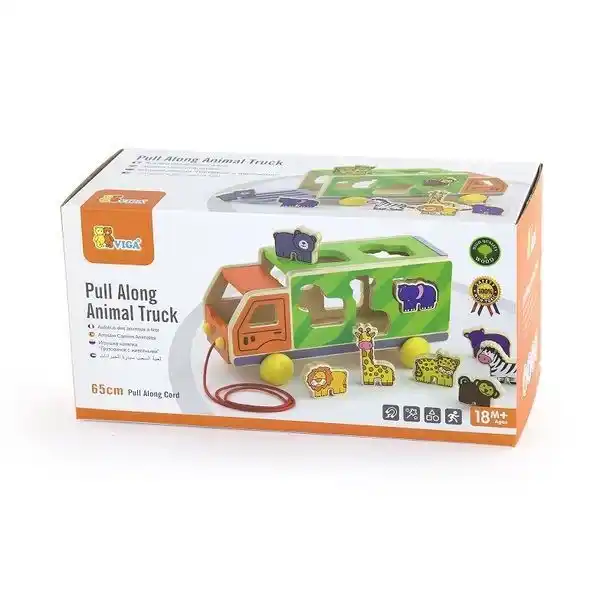 Каталка-сортер на веревке "Грузовик с животными"