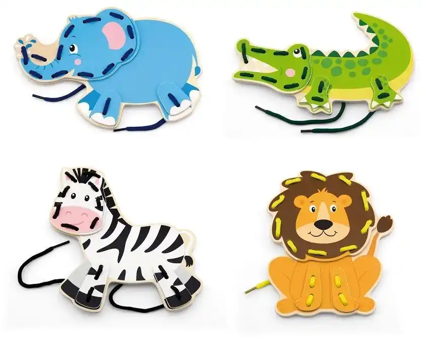 Развивающая игра со шнурком “Дикие животные”