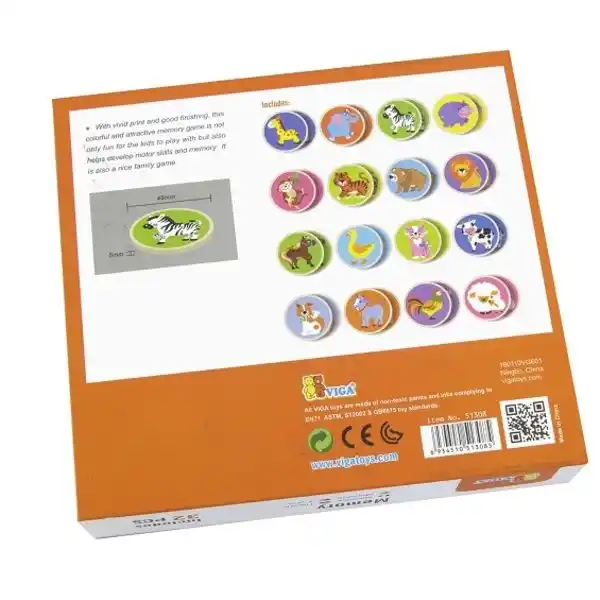 Joc de masă din lemn pentru dezvoltarea memoriei „Animale”