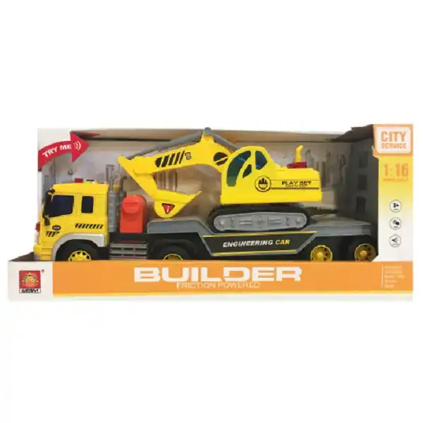 1:16 Инерционная машина "Construction Trailer Truck"  (свет, звук)