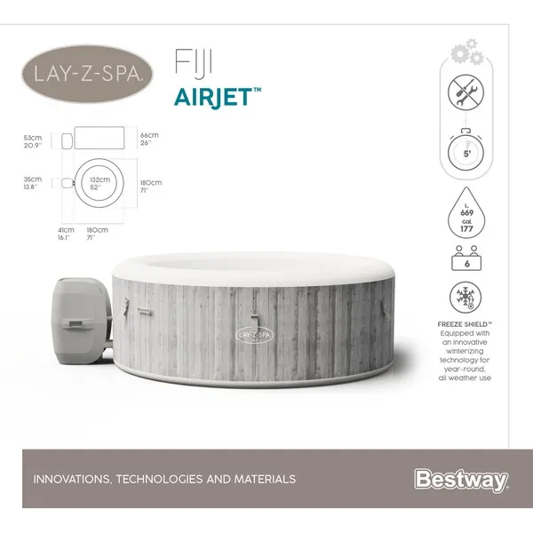Jacuzzi SPA Fiji AirJet 180x66cm, 669L, 2-4 persoane