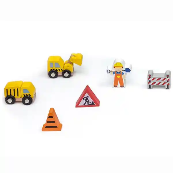 Деревянная железная дорога с поездом и аксессуарами, 39 элементов