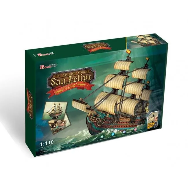 3D puzzle Galeonul „San Felipe”, 248 elemente