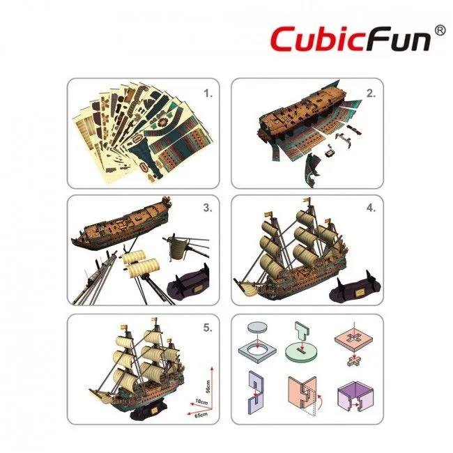 3D puzzle Galeonul „San Felipe”, 248 elemente