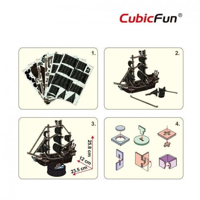 3D puzzle Corabia piraților „Răzbunarea Reginei Anne”, 100 elemente