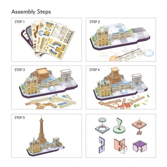 3D puzzle “Atracții turistice în Paris”, 114 elemente