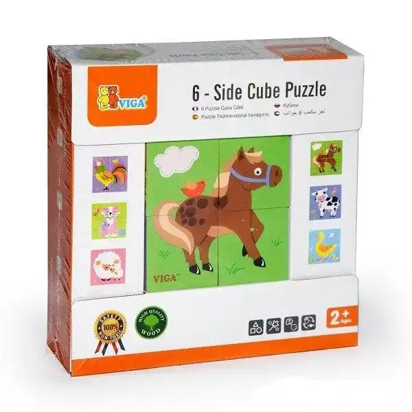 4pcs 6-side Cube Puzzle – Farm Animals
