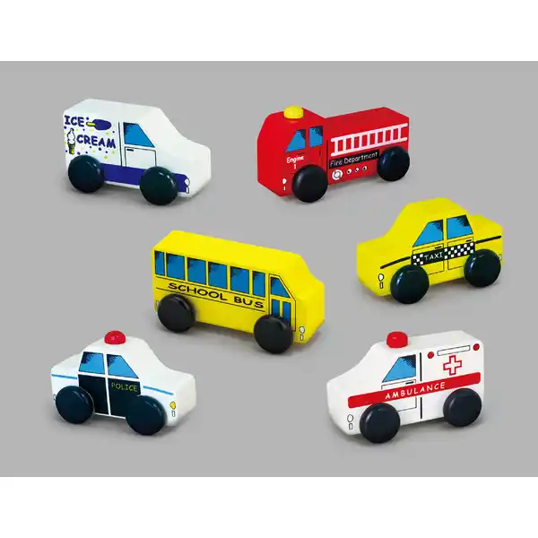 Набор деревянных машинок из 6 шт