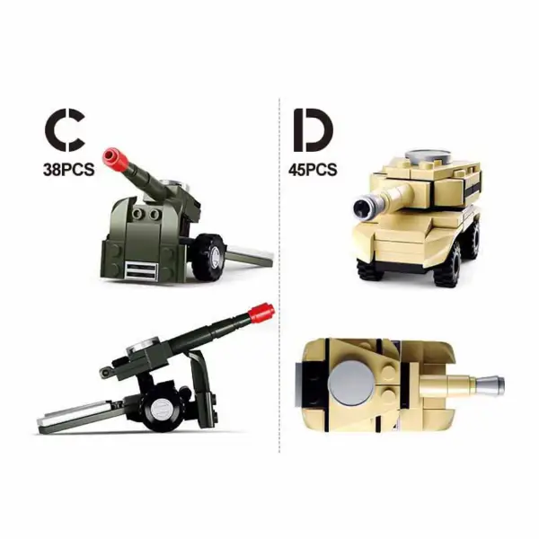 Set de construcție ”Transport militar”, 4 modele, de la 38 pînă la 45 elem.
