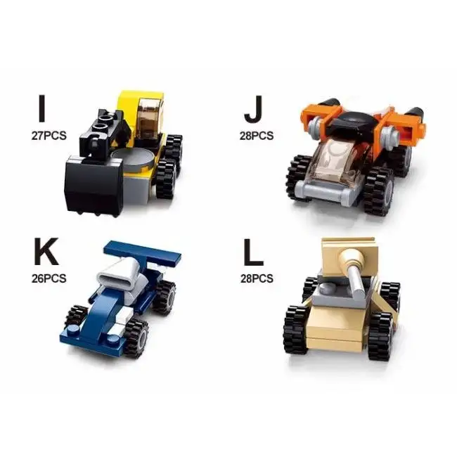 Set de construcție ”Construiește un automobil”, 12 modele, de la 18 pînă la 31 elem.