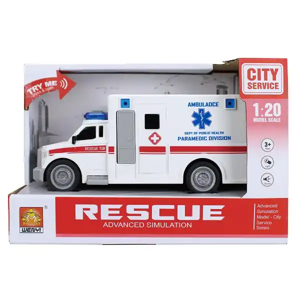 1:20 Инерционная Скорая помощь Фургон (свет / звук)