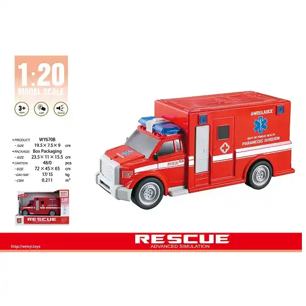 1:20 Инерционная Скорая помощь Фургон (свет / звук)