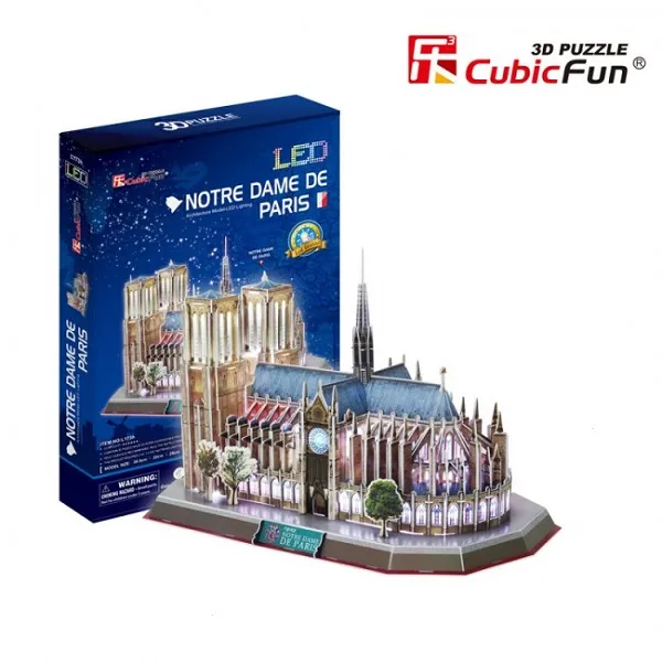 3D Puzzle  „Notre Dame de Paris” cu iluminare LED, 149 elemente