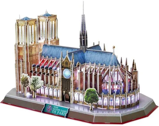 3D Puzzle  „Notre Dame de Paris” cu iluminare LED, 149 elemente