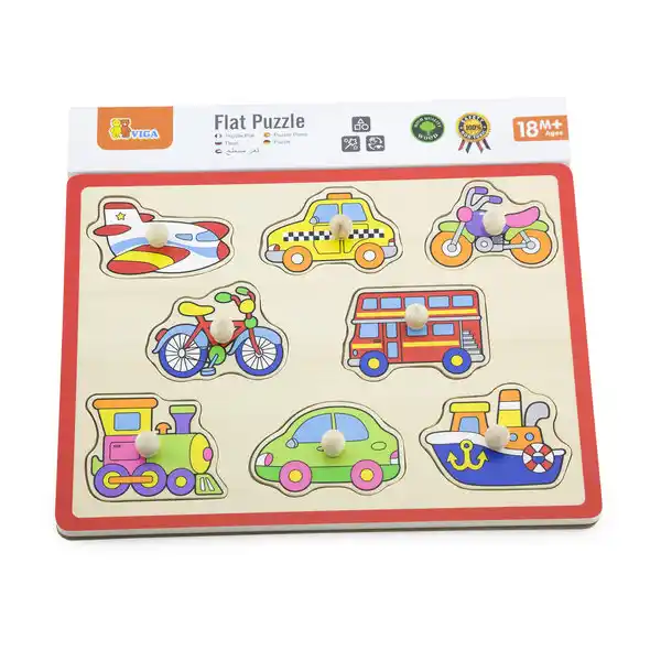 Деревянный пазл с кнопкой “Городской транспорт” 8 эл.