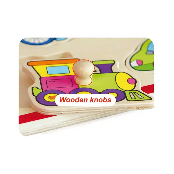 Деревянный пазл с кнопкой “Городской транспорт” 8 эл.