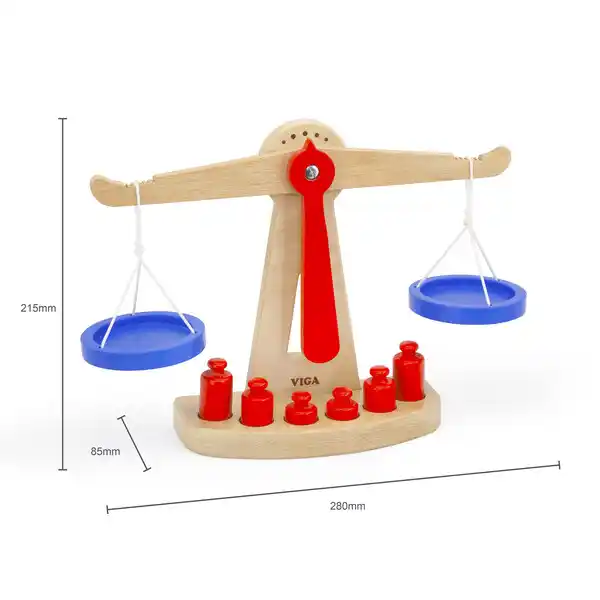 Balanță din lemn cu greutăți