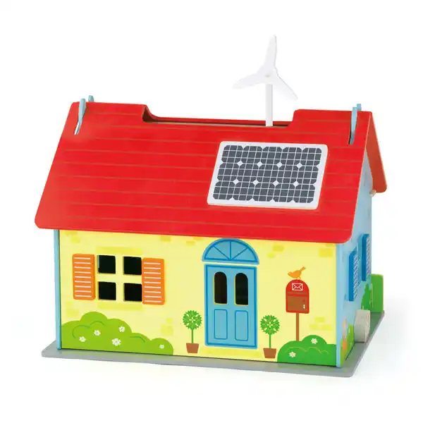 Деревянный домик с мебелью и куклами