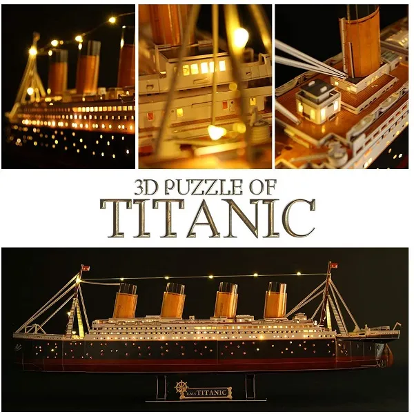 3D Puzzle „Titanic” cu iluminare LED, 266 elemente