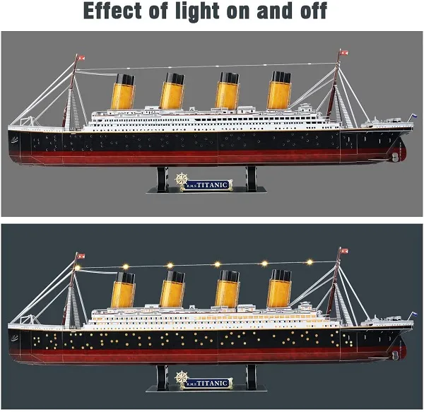 3D Puzzle „Titanic” cu iluminare LED, 266 elemente