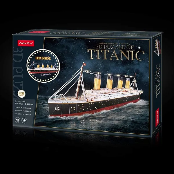 3D Puzzle „Titanic” cu iluminare LED, 266 elemente