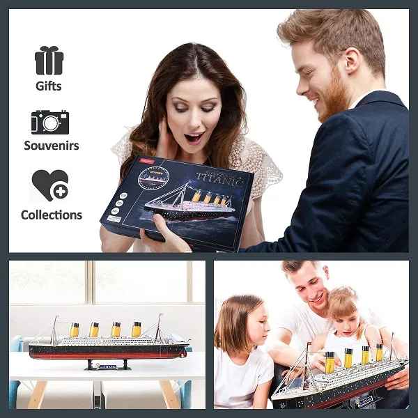 3D Puzzle „Titanic” cu iluminare LED, 266 elemente