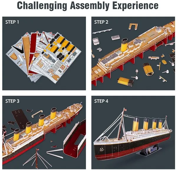 3D Puzzle „Titanic” cu iluminare LED, 266 elemente