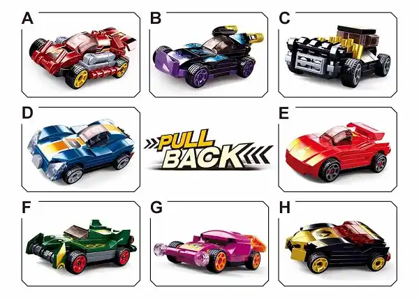 Set de construcție ”Mașină sport”, cu inerție 8 modele, de la 48 pînă la 55 elem.