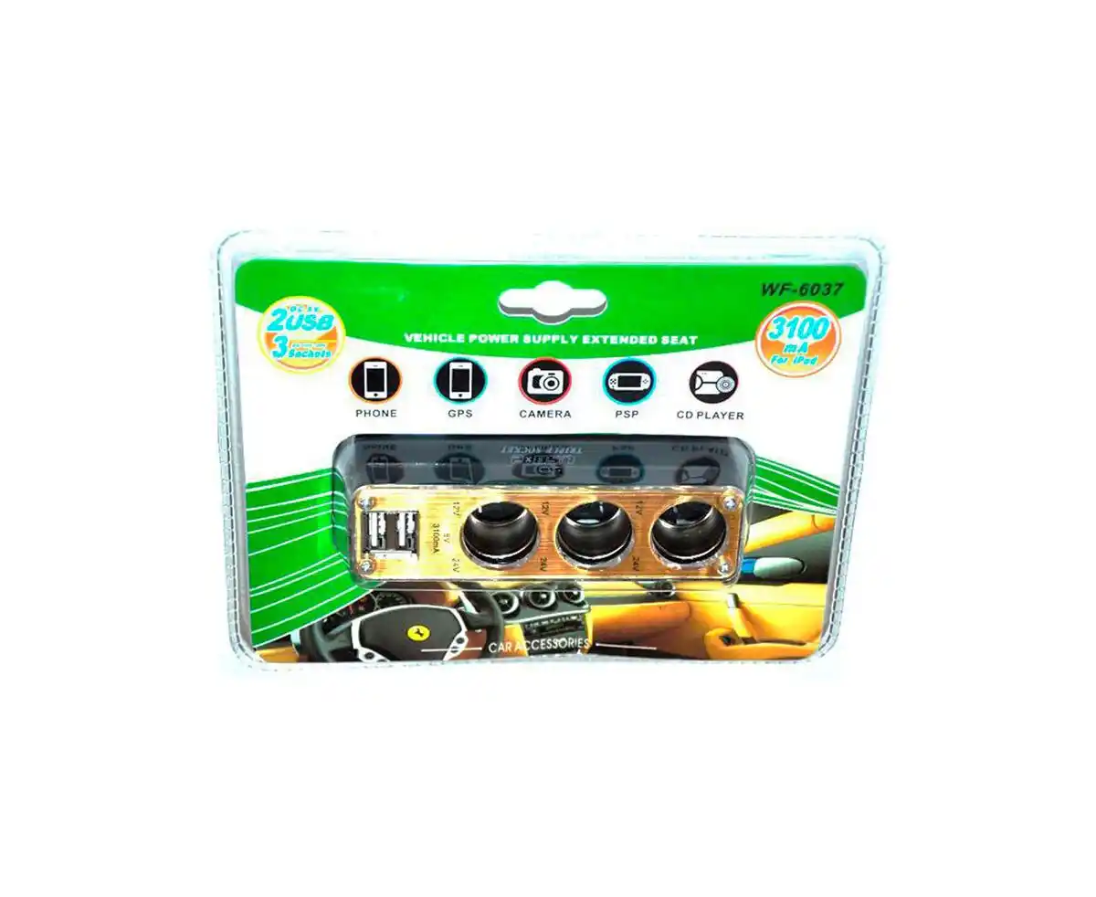 Triplu priza auto 3100MA