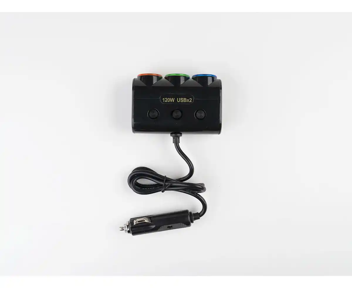 Triplu priza auto + USB 2100MA