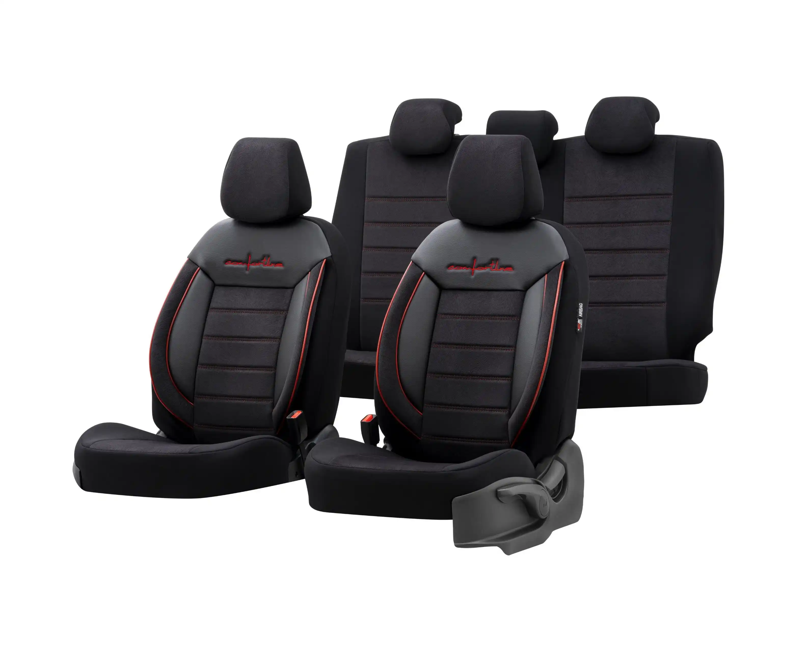 Set huse scaune auto OTOM Comfortline negru/rosie CMF-218