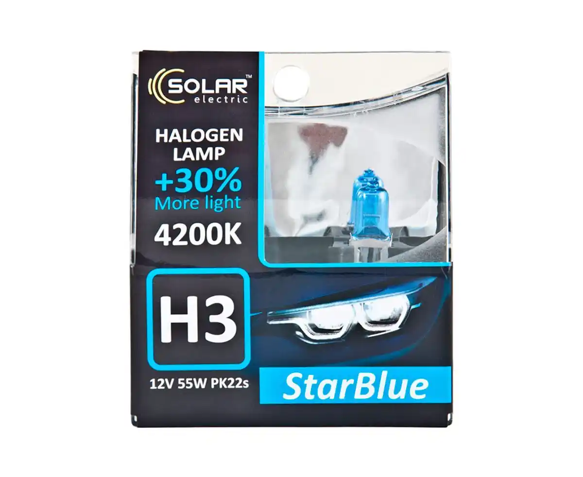 Solar H3 12V 55W PK22s StarBlue 4200K, SET 2 шт.