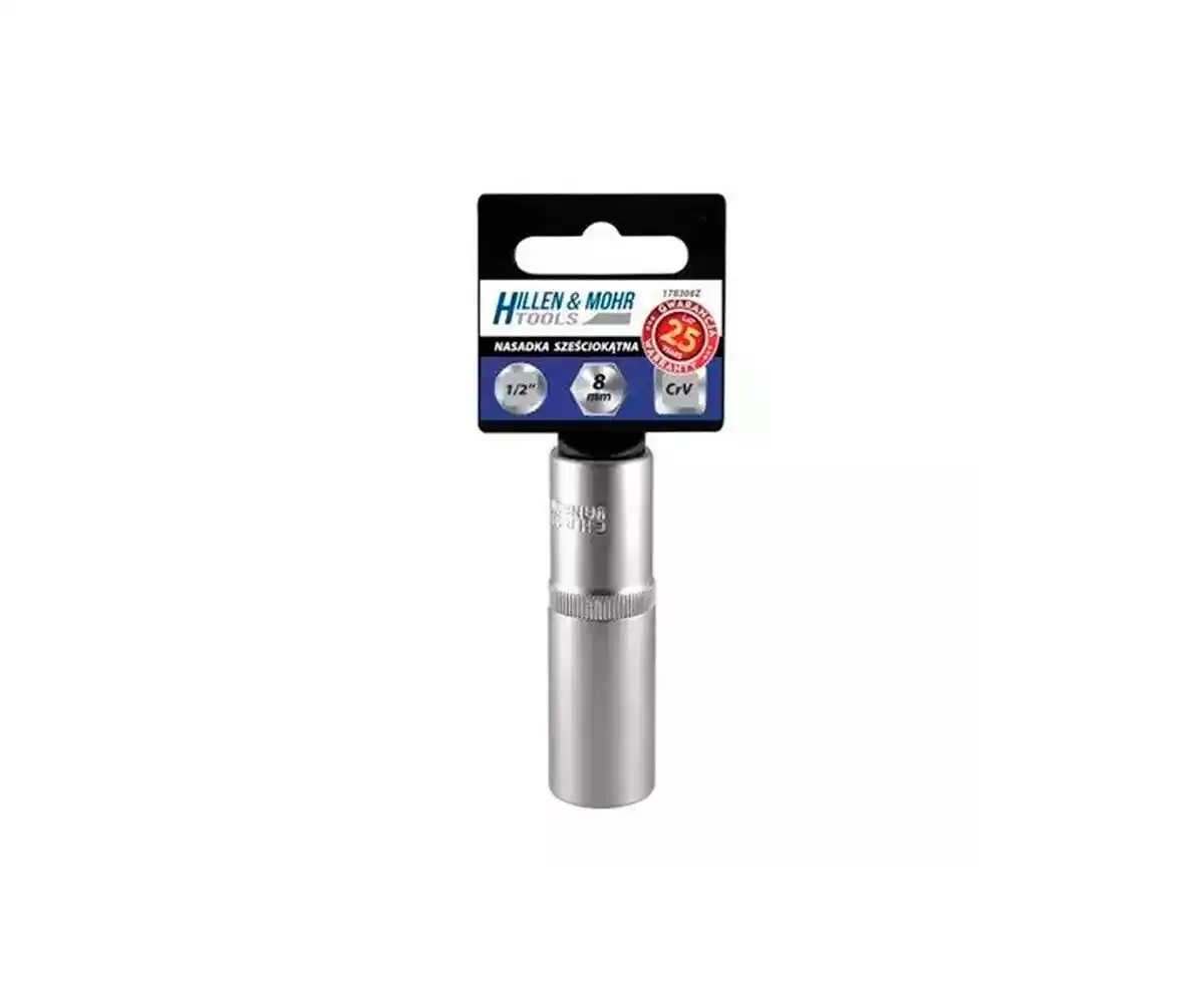 HILLEN&MOHR Cheie tubulara 6 puncte lunga 1/2 " 17 mm cu agatator de plastic