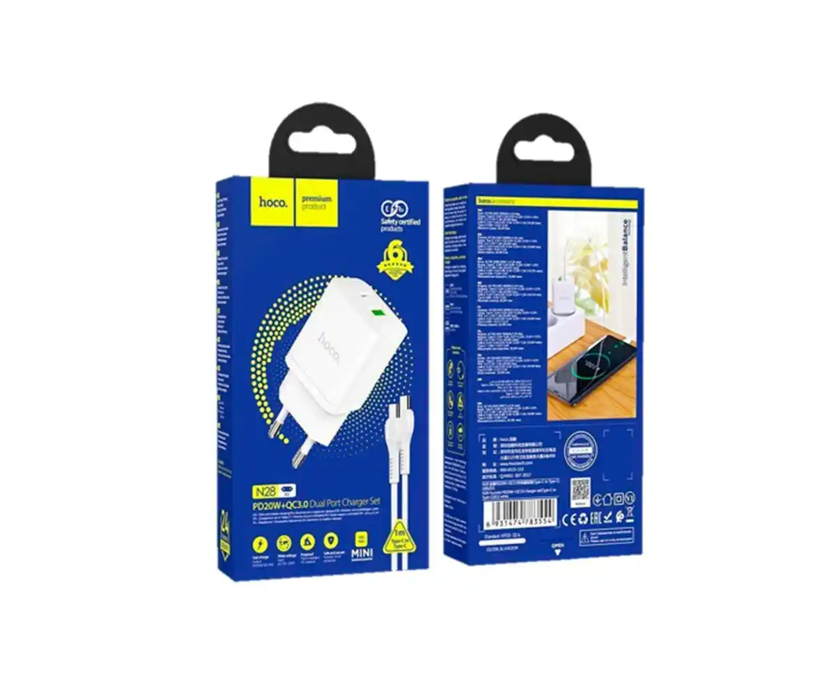 Hoco Зарядка 220V 1 USB 1 TypeC Fast Charge N28