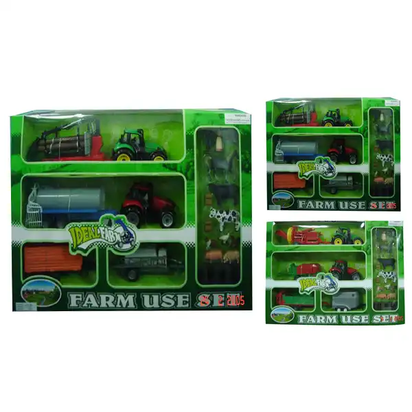 Набор 2 трактора с 4 прицепами и животными