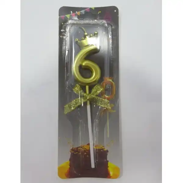 Lumanare aurie cifra 6 – 59