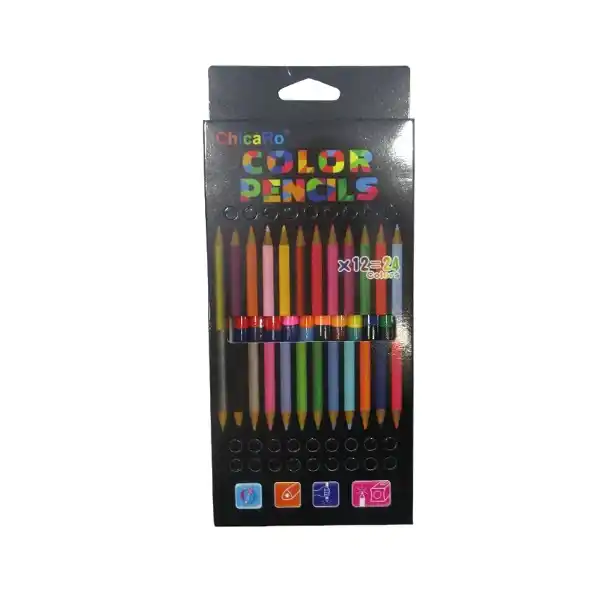 Set creioane colorate ChicaRo (x12=24colors)