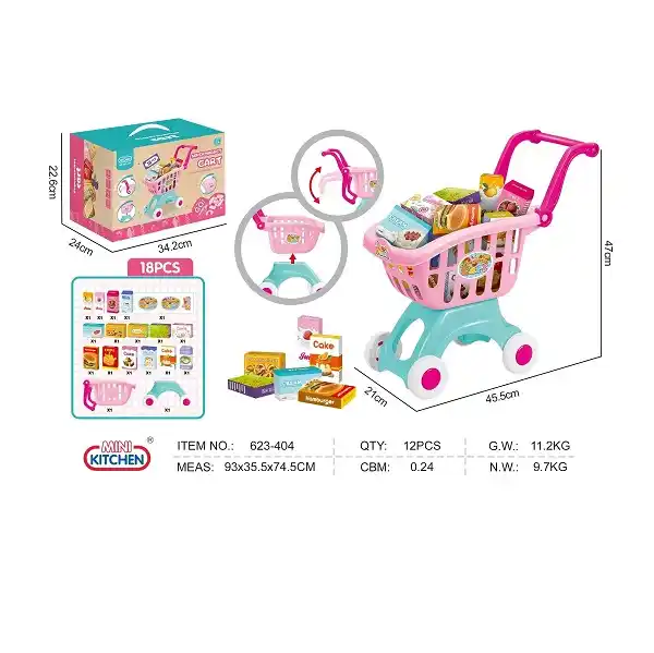 Carucior supermarket cu accesorii