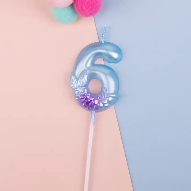 Set Lumanare pentru tort Sirena cifra 6 (1 buc) – 50